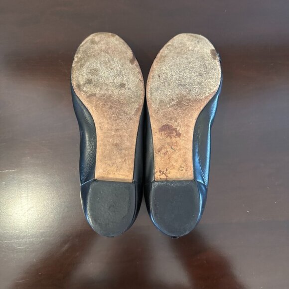 CHANEL 40.5 Black Leather Stretch Spirit CC Logo Patent Cap Toe Ballerina Flats - Picture 14 of 16